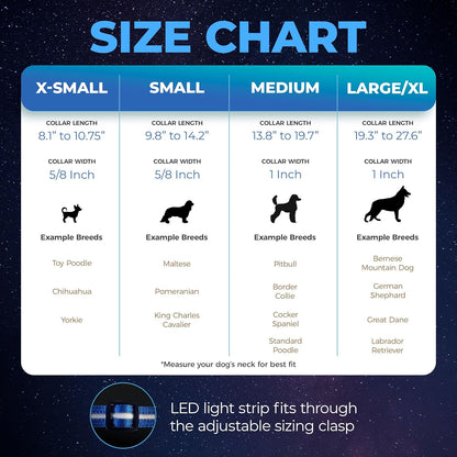 LED Dog Collar - Original USB Rechargeable, Waterproof Design with 1,000 Feet Visibility - Suitable for Small, Medium, and Large Dogs - US Brand