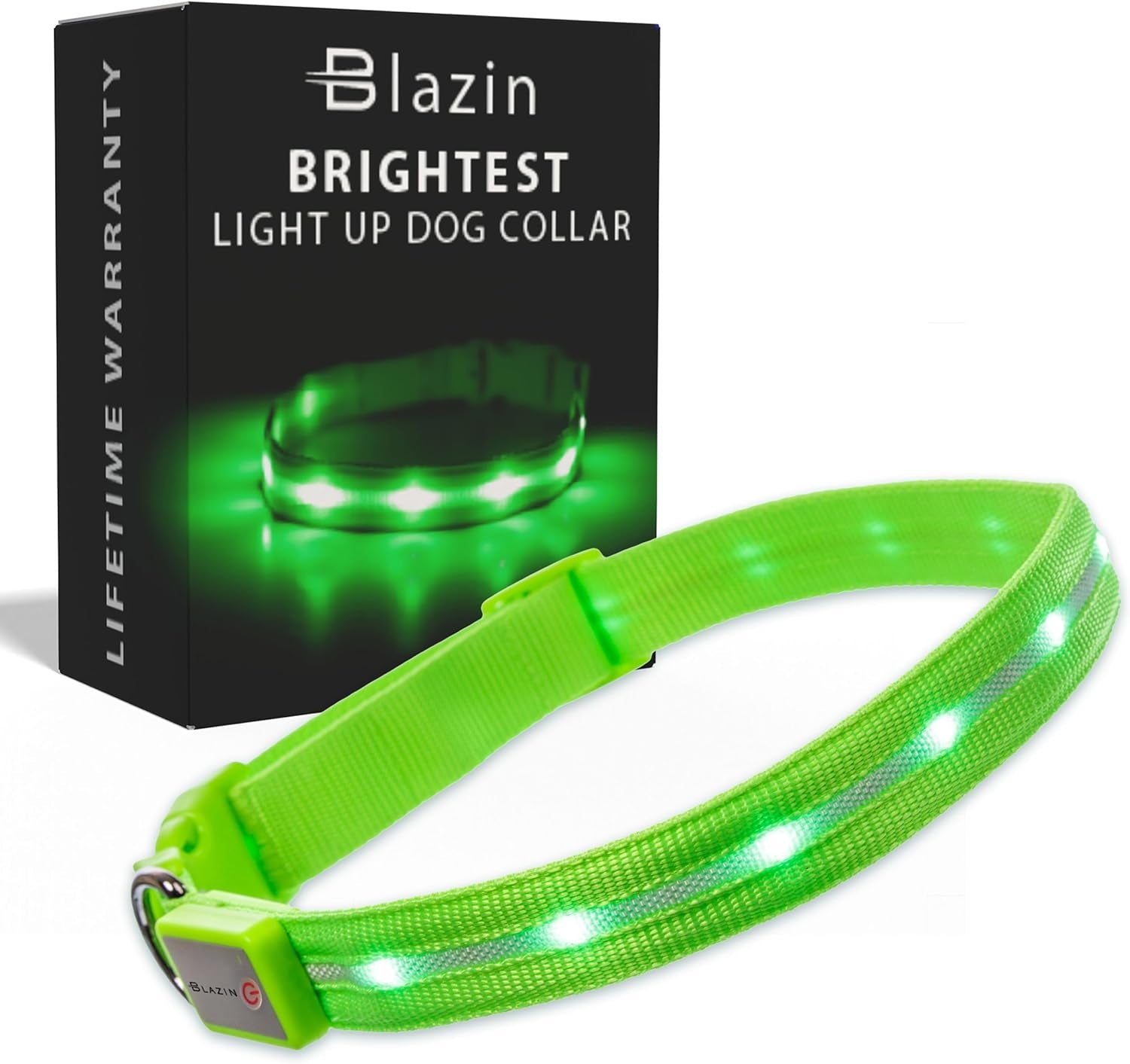 LED Dog Collar - Original USB Rechargeable, Waterproof Design with 1,000 Feet Visibility - Suitable for Small, Medium, and Large Dogs - US Brand